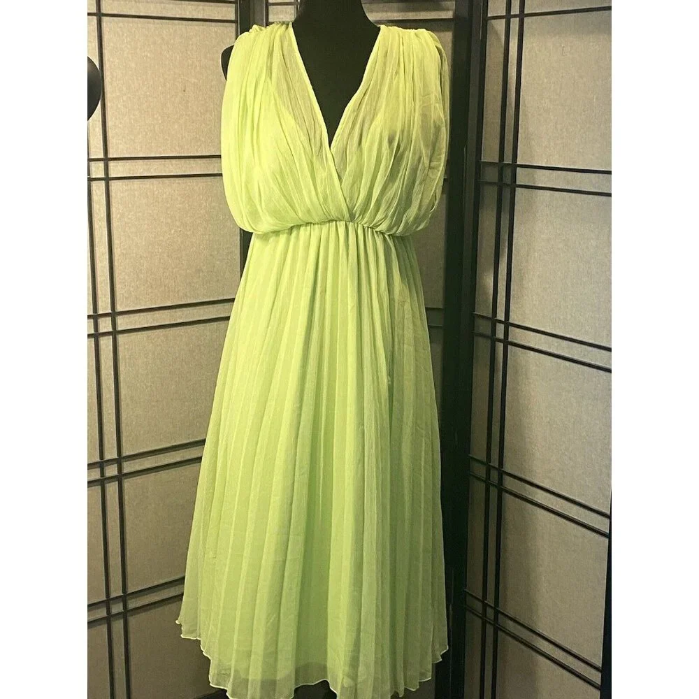 ASOS Design Gladiator Lime Green Sundress Size 4 Midi Flowing Get Noticed! - Picture 1 of 11